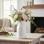 hjn Farmhouse Pitcher Vase for Flowers- Ceramic Pitcher White Flower Vase for Yo... - Image 3