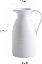 hjn Farmhouse Pitcher Vase for Flowers- Ceramic Pitcher White Flower Vase for Yo... - Image 6