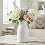 hjn Farmhouse Pitcher Vase for Flowers- Ceramic Pitcher White Flower Vase for Yo... - Image 7