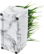 MyGift 10 Inch Artificial Green Grass Plant in Rectangular White Marble Pattern ... - Image 8