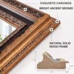 Antique Bathroom Wall Mirror 36.5" X 25", Bronze Mirror with Ornate Carvings Sol... - Image 4