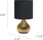 Simple Designs LT2073-GDB Mini Hammered Texture Gold Drip Table Lamp with Black ... - Image 5