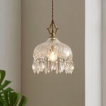 LIGHTLAND 8 Inch Vintage Crystal Chandelier, Crystal Dome Pendant Light, Chandel... - Image 5