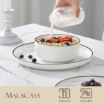 MALACASA Plates and Bowls Sets, 12 Pieces Modern Porcelain Dinnerware Set for 4 ... - Image 4