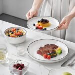 MALACASA Plates and Bowls Sets, 12 Pieces Modern Porcelain Dinnerware Set for 4 ... - Image 7
