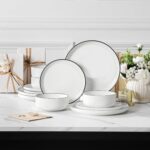 MALACASA Plates and Bowls Sets, 12 Pieces Modern Porcelain Dinnerware Set for 4 ... - Image 8