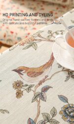 ISAENNE Designer French Light Beige Small Rectangular Tablecloth,Linen Florals a... - Image 5