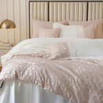 6 Piece Queen Bed-in-a-Bag Jacquard Champagne Beige Splicing Design Floral beddi... - Image 3
