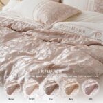 6 Piece Queen Bed-in-a-Bag Jacquard Champagne Beige Splicing Design Floral beddi... - Image 4