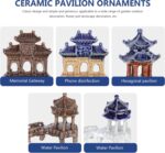 Yardwe Ceramic Pavilion Garden Ornaments 5Pcs Miniature Patio Lawn Decor Bonsai ... - Image 5