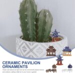 Yardwe Ceramic Pavilion Garden Ornaments 5Pcs Miniature Patio Lawn Decor Bonsai ... - Image 9