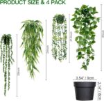 Sggvecsy Fake Hanging Plants 4 Pack Artificial Hanging Plants Fake Potted Greene... - Image 6