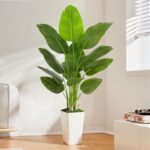 Lifelike Bird of Paradise Artificial Plant 6ft Faux Banana Leaf Tree with White ... - Image 5