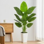 Lifelike Bird of Paradise Artificial Plant 6ft Faux Banana Leaf Tree with White ... - Image 6