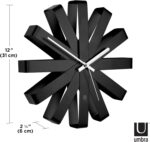 Umbra Ribbon Modern 12" Wall Clock, Silent Non Ticking Battery Operated Quartz M... - Image 4