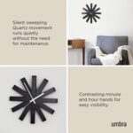 Umbra Ribbon Modern 12" Wall Clock, Silent Non Ticking Battery Operated Quartz M... - Image 7