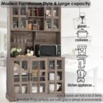 Keyluv Kitchen Pantry Storage Cabinet 71" Tall Freestanding Pantry Cabinet, Farm... - Image 8