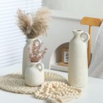 Ceramic Vase Set of 3 with Handle, Neutral Rustic Vases Home Decor Farmhouse Dec... - Image 6