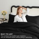CozyLux King Size Comforter Set Black, 3 Pieces Solid Comforters King Size Breat... - Image 3
