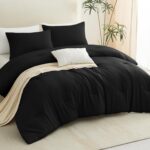 CozyLux King Size Comforter Set Black, 3 Pieces Solid Comforters King Size Breat... - Image 6