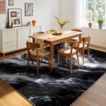 Marble Rugs for Living Room, 4x6ft, Minimalist Abstract Black and White Marble T... - Image 4