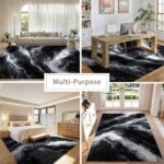Marble Rugs for Living Room, 4x6ft, Minimalist Abstract Black and White Marble T... - Image 5