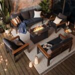 Aoxun Patio Furniture Set, Aluminum Patio Set with Fire Pit Table and 5" Thicken... - Image 3