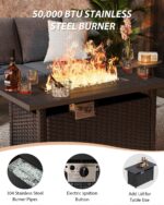 Aoxun Patio Furniture Set, Aluminum Patio Set with Fire Pit Table and 5" Thicken... - Image 4
