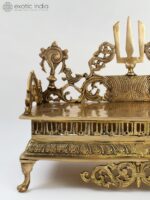 Exotic India 17" Brass Designer Singhasan with Vaishnava Symbols for Puja Room, ... - Image 8