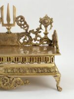 Exotic India 17" Brass Designer Singhasan with Vaishnava Symbols for Puja Room, ... - Image 9
