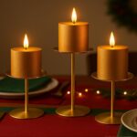 smtyle Gold Metal Candle Holder Sets for Pillar Candles Set of 3 Wedding Table C... - Image 3