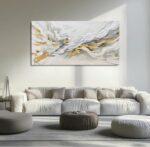 JBD JIETUAN Large Abstract Wall Art for Living Room Gold and White Wall Decor Ab... - Image 3