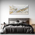 JBD JIETUAN Large Abstract Wall Art for Living Room Gold and White Wall Decor Ab... - Image 4