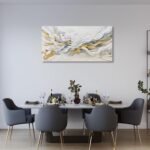 JBD JIETUAN Large Abstract Wall Art for Living Room Gold and White Wall Decor Ab... - Image 5