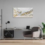 JBD JIETUAN Large Abstract Wall Art for Living Room Gold and White Wall Decor Ab... - Image 6