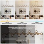 Brass Gold Rectangle Chandelier Modern Chandelier Smoke Grey Globe Glass Pendant... - Image 3