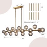 Brass Gold Rectangle Chandelier Modern Chandelier Smoke Grey Globe Glass Pendant... - Image 6