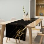 Marble Table Runner,Black Gold Abstract Geometry Pattern Texture Kitchen Dinning... - Image 3