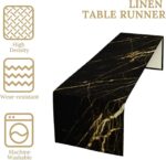 Marble Table Runner,Black Gold Abstract Geometry Pattern Texture Kitchen Dinning... - Image 5