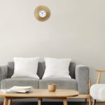 Small Gold Starburst Wall Clock Battery Operated Round Mid Century Modern Wall C... - Image 5
