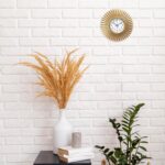 Small Gold Starburst Wall Clock Battery Operated Round Mid Century Modern Wall C... - Image 6