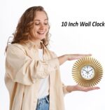 Small Gold Starburst Wall Clock Battery Operated Round Mid Century Modern Wall C... - Image 8
