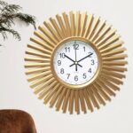 Small Gold Starburst Wall Clock Battery Operated Round Mid Century Modern Wall C... - Image 9