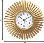 Small Gold Starburst Wall Clock Battery Operated Round Mid Century Modern Wall C... - Image 10