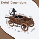 Outdoor Water Fountain, Wooden Wagon Garden Fountain with Planter Box, Rustic Ca... - Image 3