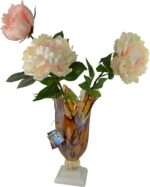 17" Inch Italian Murano Hand Blown Orange Glass Vase - Image 5