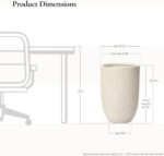 LuxenHome 23.5" Beige Tall Round Planter Pots, Indoor Outdoor Large Plant Pot wi... - Image 3
