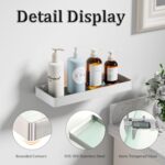 Alise Bathroom Shelves, Brushed Nickel Glass Floating Shelves for Bathroom Wall ... - Image 7