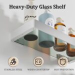 Alise Bathroom Shelves, Brushed Nickel Glass Floating Shelves for Bathroom Wall ... - Image 9