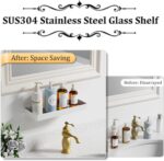 Alise Bathroom Shelves, Brushed Nickel Glass Floating Shelves for Bathroom Wall ... - Image 10